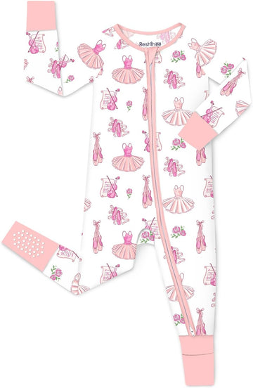 Viscose Derived from Bamboo Baby Footie Pajamas Convertible Sleeper for Baby Girl Zipper Onesie