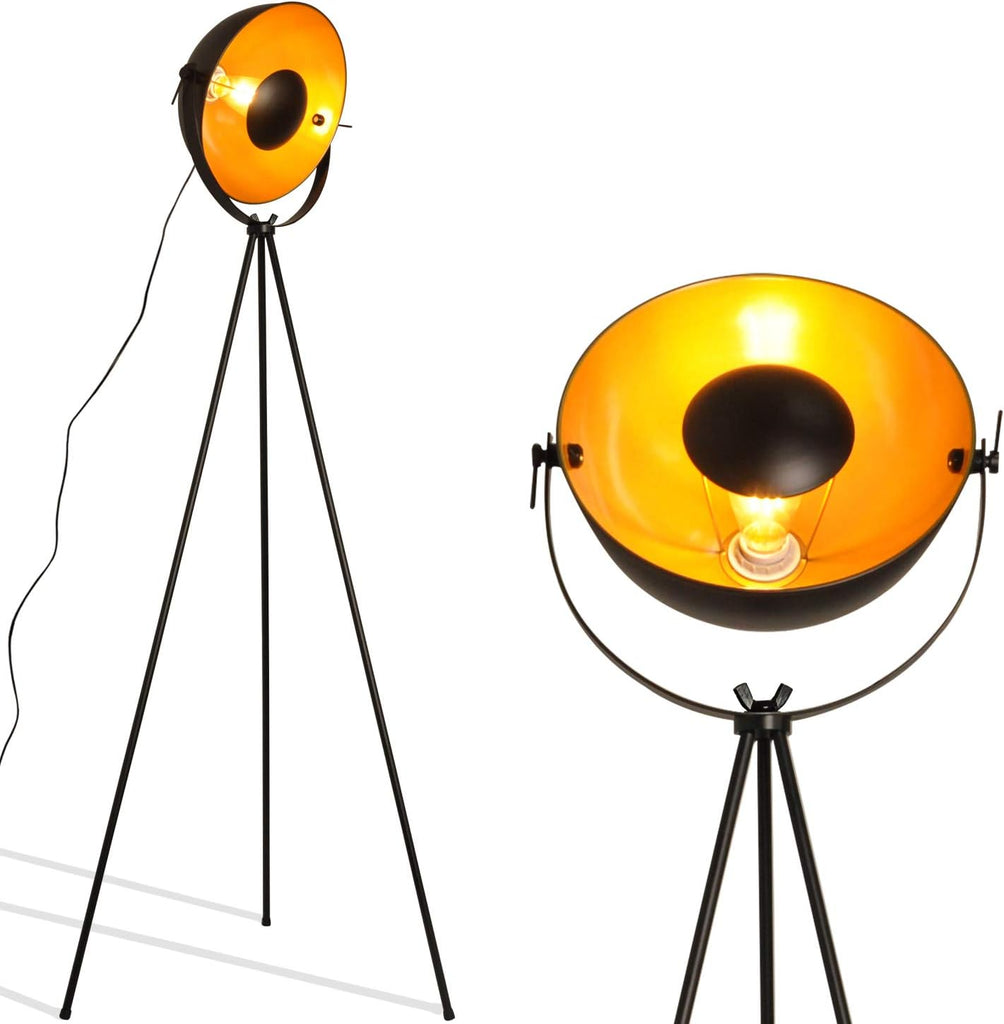 Industrial Tripod Floor Lamp, Modern Satellite Tall Standing Lamps Black Gold (No Bulbs)