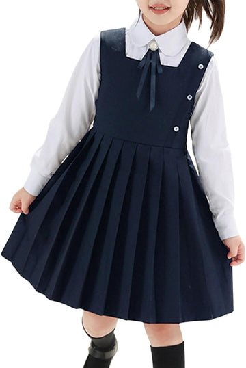 Girls Uniform Pleated Jumper Dress for Back to School