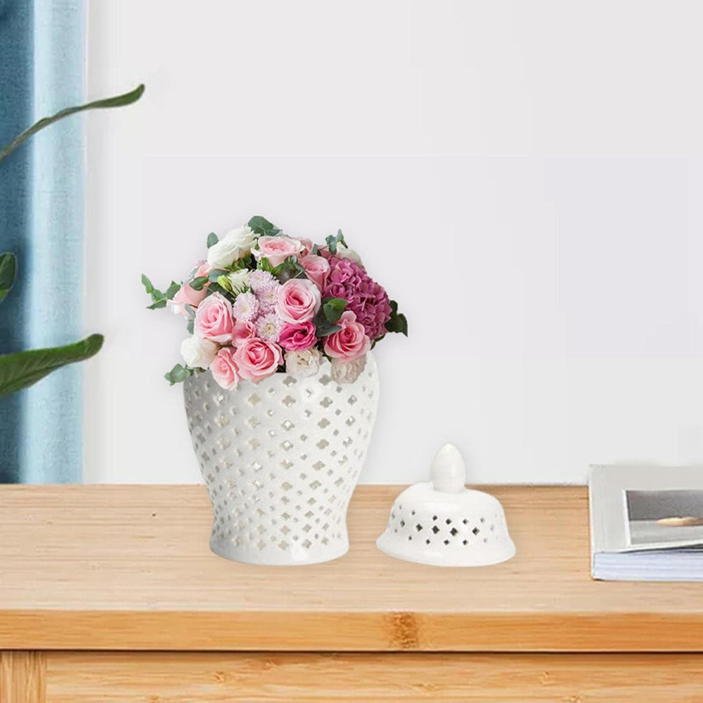 Traditional Ceramic Ginger Jar Flower Vase Porcelain Jar Handicraft Decor