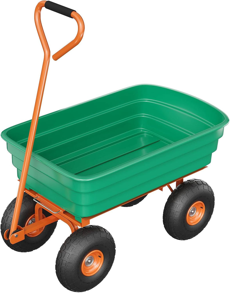 Green 600 Lbs Garden Wagon Cart Heavy‐Duty Outdoor Utility Hand Cart |