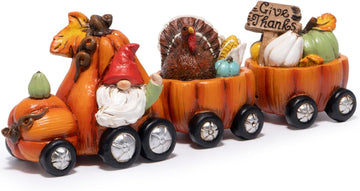 Fall Pumpkin Train Decoration Indoor,Thanksgiving Gnome Centerpiece