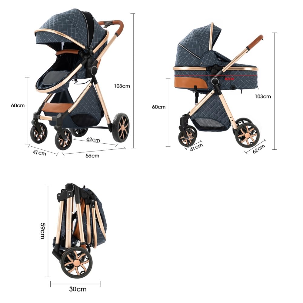 2 in 1 High View Convertible Baby Stroller,White