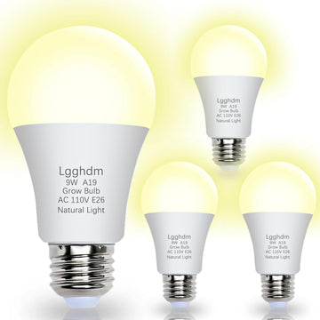 4 Pack Grow Light Bulbs-A19,LED Grow Bulb for Indoor Plants,Full Spectrum, 9 W Grow Light Bulb Replace up to 100W