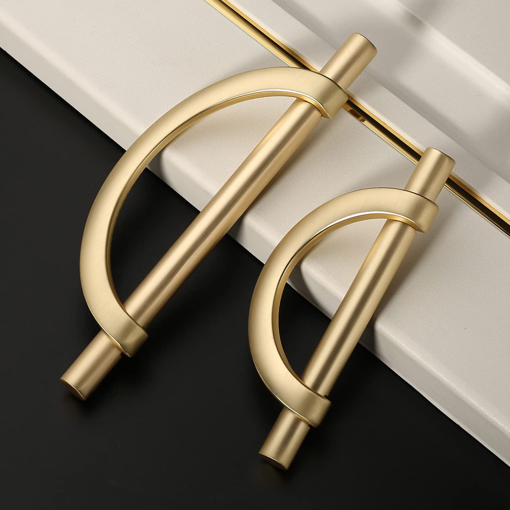 6 Pack Brushed Gold Cabinet Pulls 5 Inch(128MM) Hole Centers Kitchen Cabinet Handles Hardware Kitchen Handles for