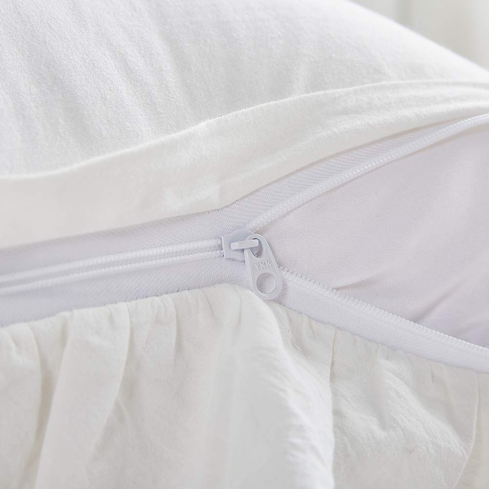 Off White Ruffle Decorative Throw Pillow Covers 20"x20"