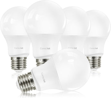 A19 LED Light Bulb,100W Equivalent, 5000K, 5-Pack
