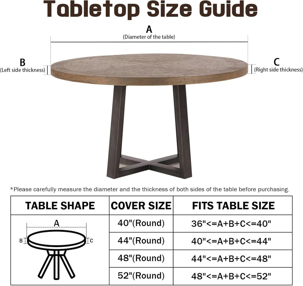 Sping Round Fitted Tablecloth Best for 48"-52" Navy Blue Floral Table Cloth Elastic Edge Washable Farmhouse Rustic