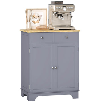 Sideboard Buffet Cabinet Solid Wood Countertop Gray