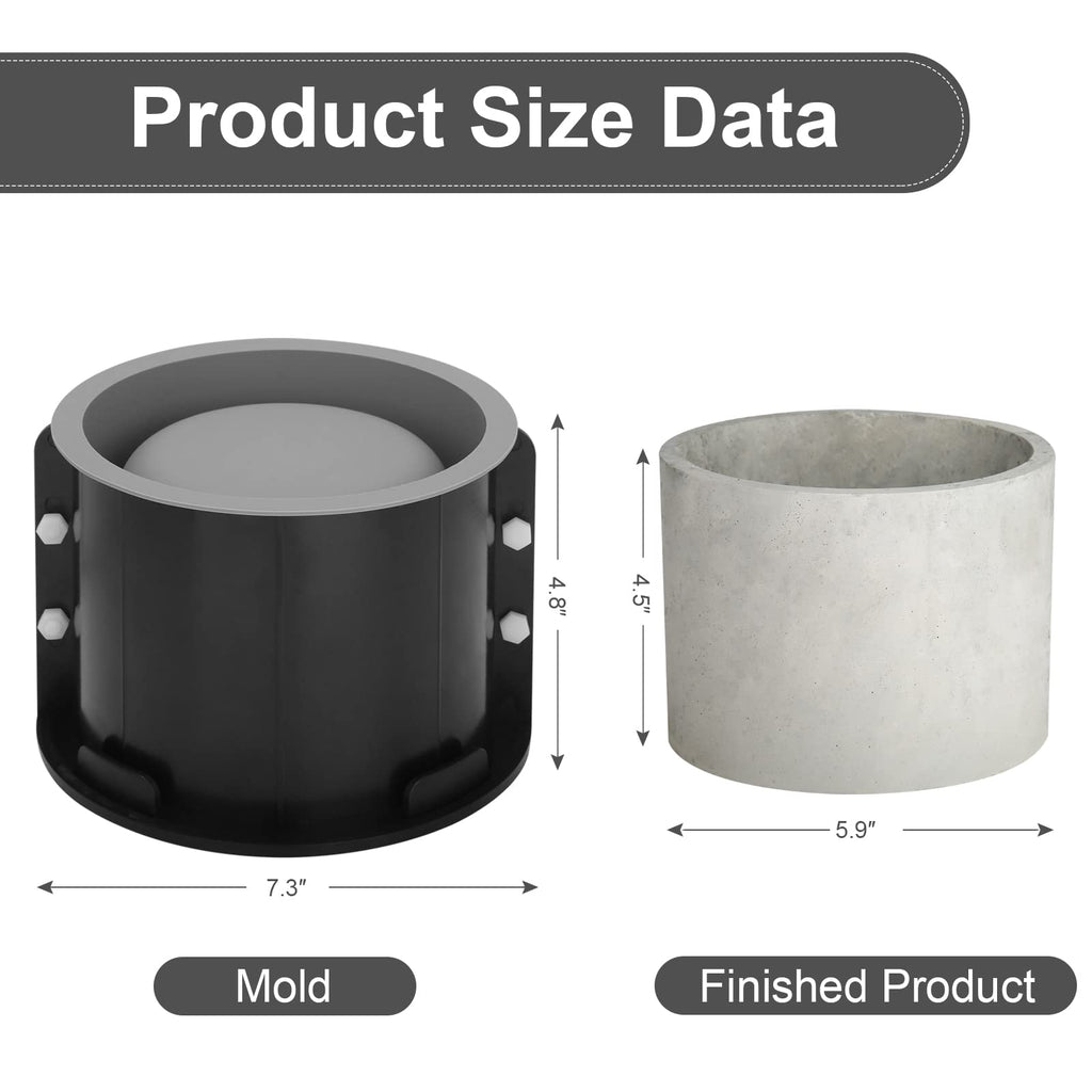 Big Round Silicone Planter Mold, 7 Inch Large Round Concrete Molds for Cylinder Flower Pot Making, DIY Handcraft