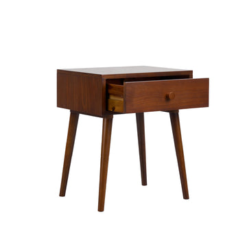 Lux Solid Wood Nightstand with Drawer, Mid Century Modern Side Table Bedroom, Bedside Furniture, Night Stand, End