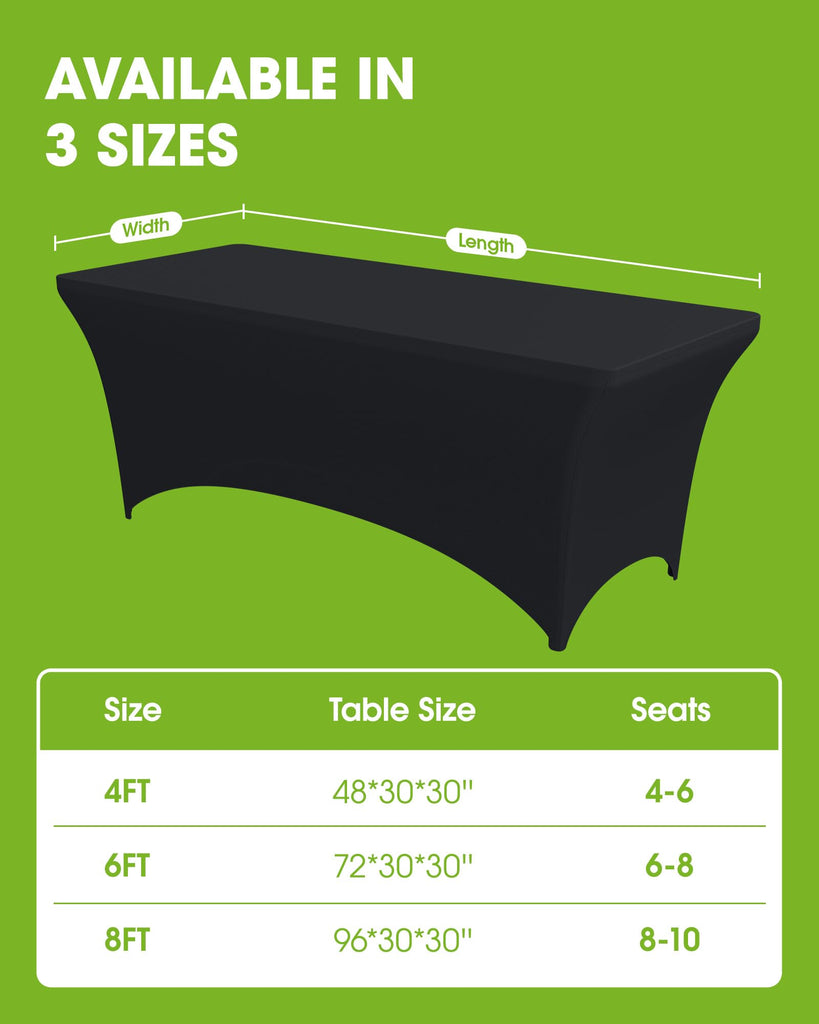 Spandex Tablecloth 6ft 6 Pack Black