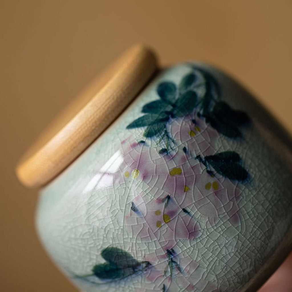 Ceramic Tea Canister for Loose Tea Japanese Style Tea Coffee Sugar Storage Pots Jars Ceramic Traditional Tea Caddy