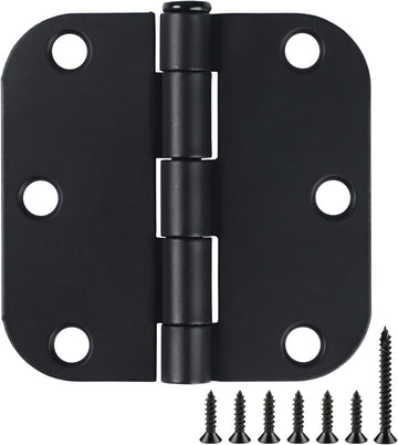 12 Pack 3 Inch Hinges Rounded Matte Black Door Hinges Interior Door Hinges Black Matte 3 Inch Door Hinge 5/8" Radius