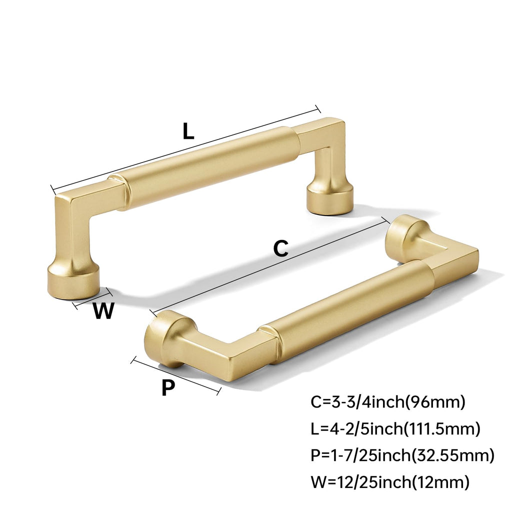 10-Pack 3-3/4Inch(96mm) Brushed Gold Cabinet pulls Kitchen Cabinet Handles, Matte Gold Cabinet Pulls Kitchen Cabinet