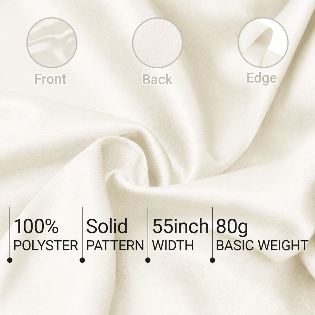 Beige Satin Fabric by The Yard, 1 Yard, 55 Inch Wide