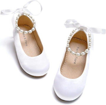 Girls Toddler Little Ballet Shoes - Flower Girls Mary Jane Flats Dress Shoes Party Wedding