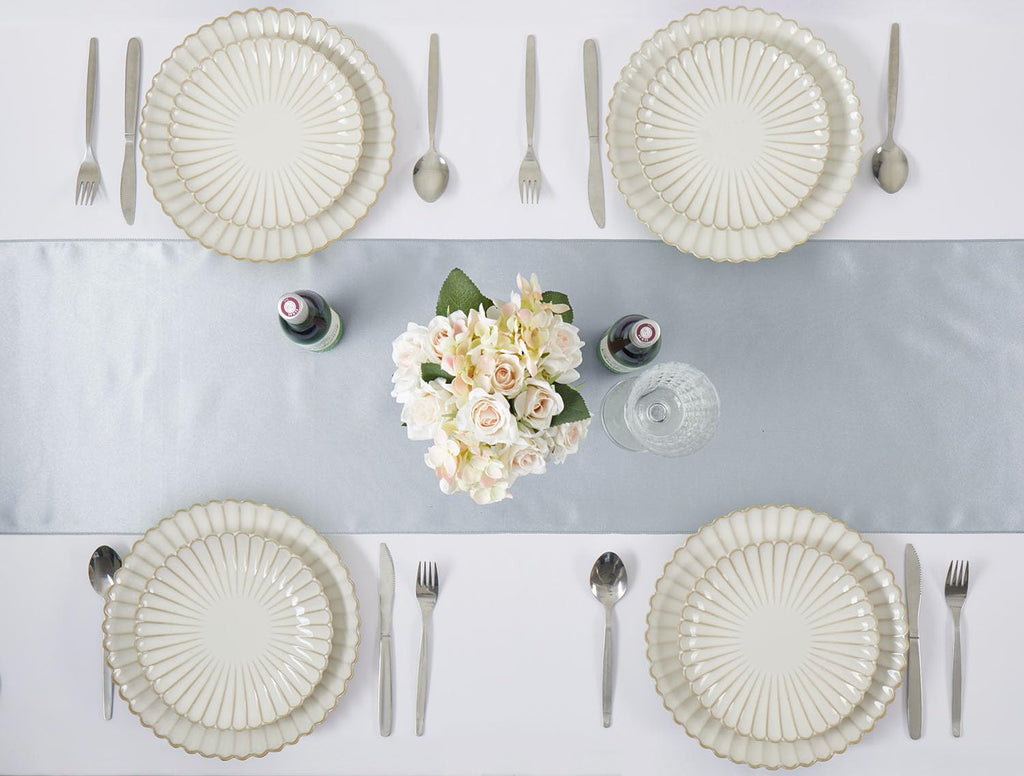 Silver Satin Table Runner, 12x108 Inches, 12 Pack