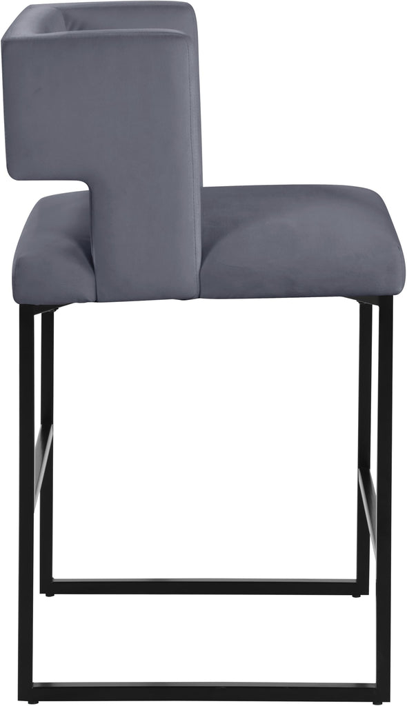 Caleb Collection Modern | Contemporary Counter Height Stool with Unique Square Back and Sturdy Iron Legs