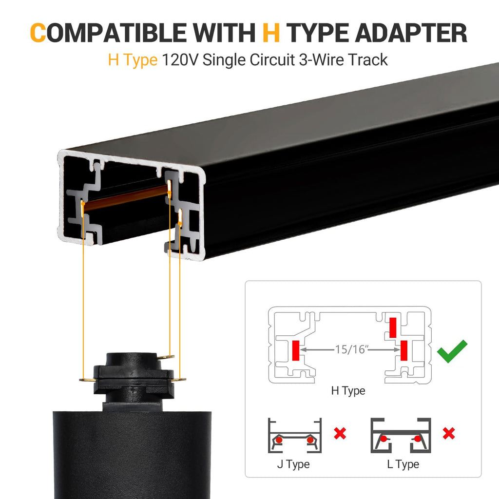 13FT H Track Lighting Rails Kit, Black