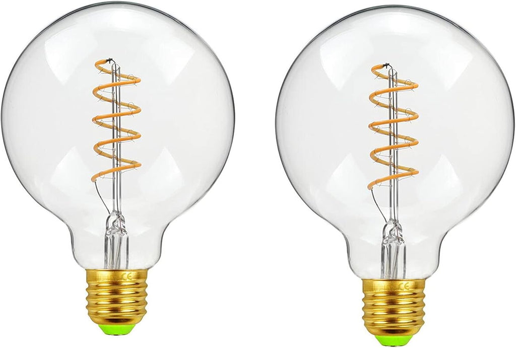 G95 Dimmable LED Edison Bulb 4W G25 LED Spiral Filament Bulbs Decorative Light Bulb,Clear Glass,40W Equivalent,Warm