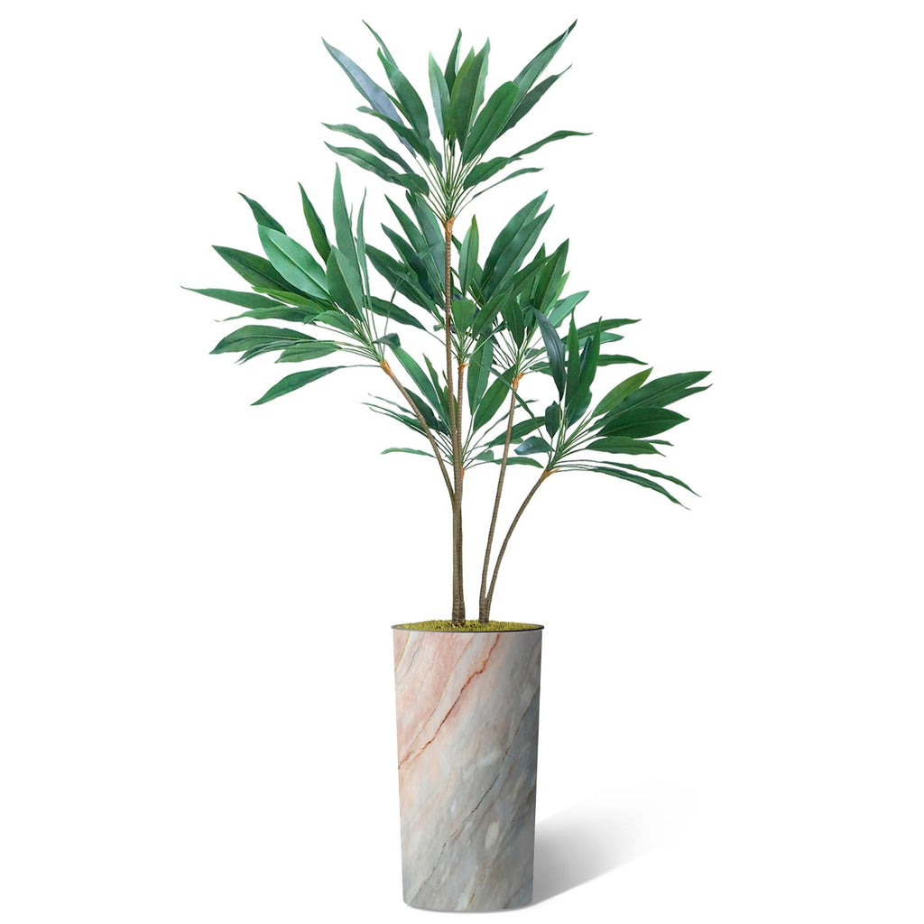 Artificial Tree in Modern Granite Effect Planter, Fake Dracaena Tree Silk Tree for Indoor and Outdoor Home Decoration