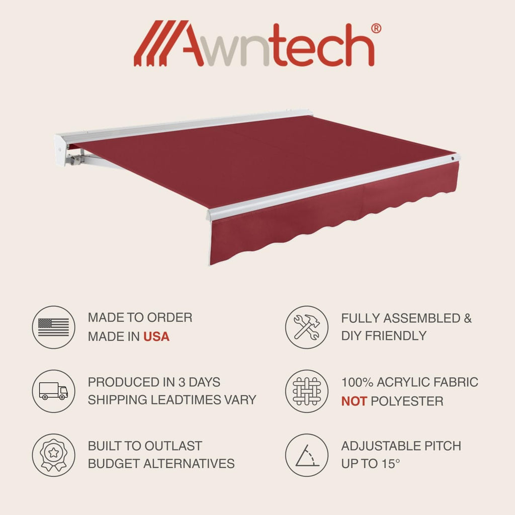 18' Destin Right Motor (18' x 10') Retractable Patio Awning, Linen