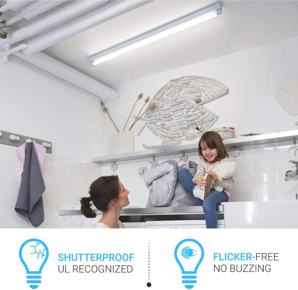 LEDMyplace 4ft LED 18W Glass Tube Light Bulb, 4000K Cool White, 1800 Lumens, Clear Lens, Replace 50W, UL DLC Listed