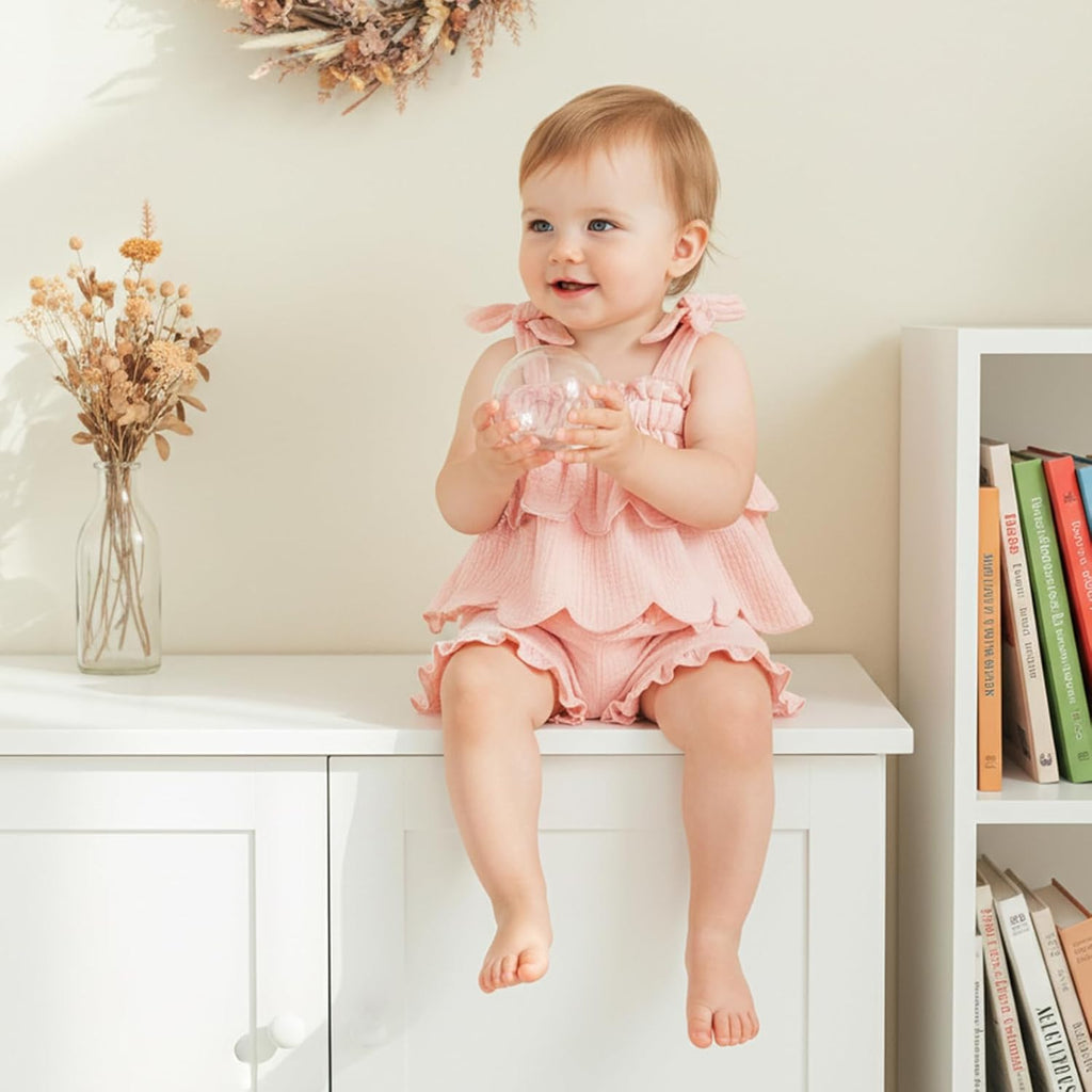Toddler Baby Girl Fall Clothes Linen Outfits Ruffle Shirt Flare Pants Set