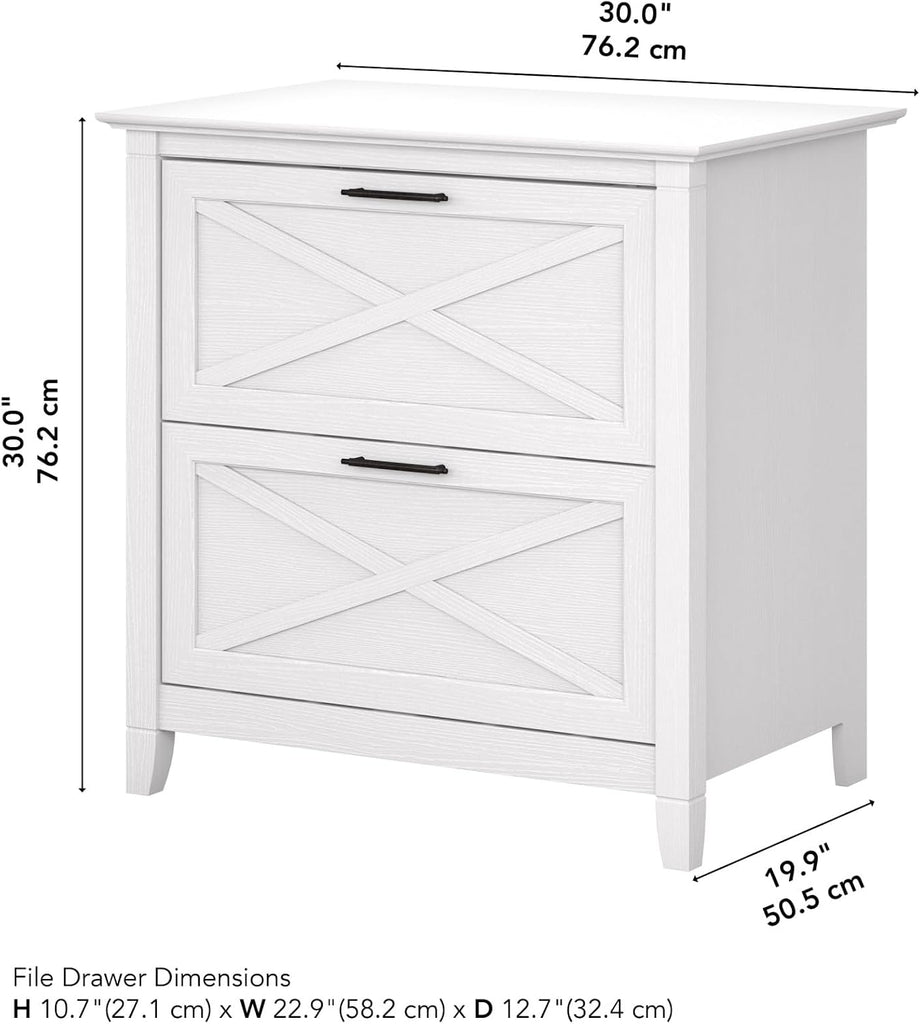 Home Key West 2 Drawer Lateral File Cabinet in Pure White Oak, Document Storage , Accent Chest with Drawers