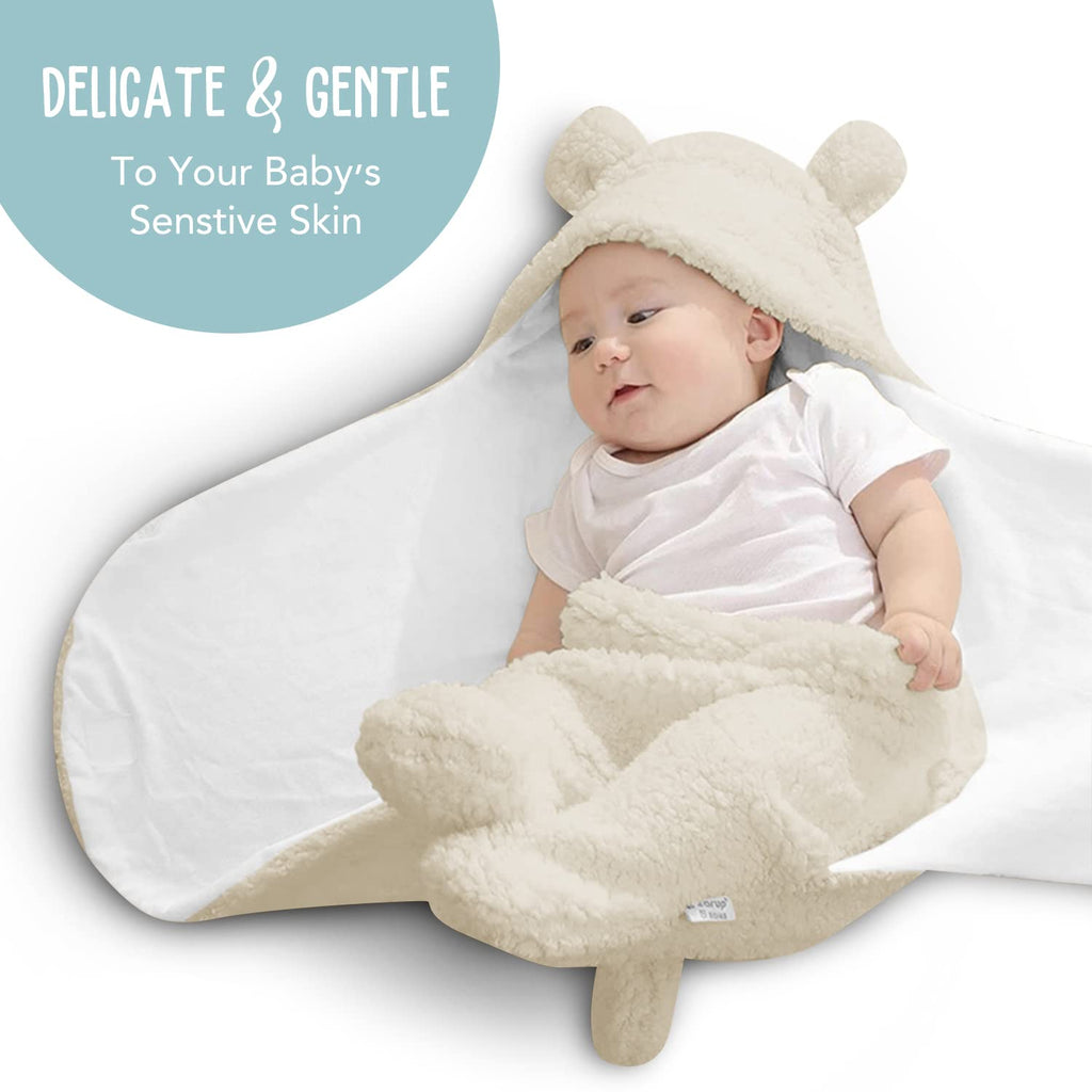 Baby Swaddle Blanket | Ultra-Soft Plush Essential for Infants 0-6 Months | Receiving Swaddling Wrap Beige | Ideal