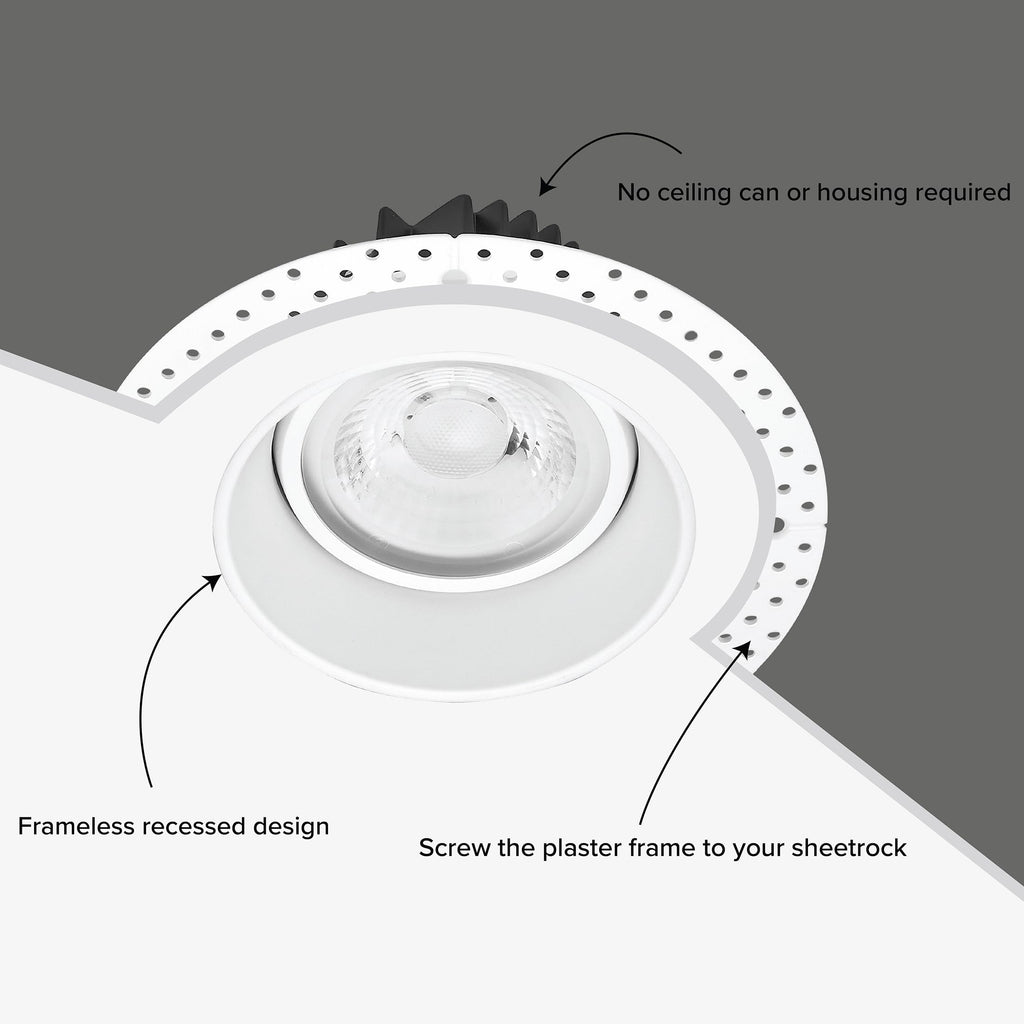 4 in. Slim Trimless LED Eyeball Gimbal Downlight, 950 Lumens 5 CCT