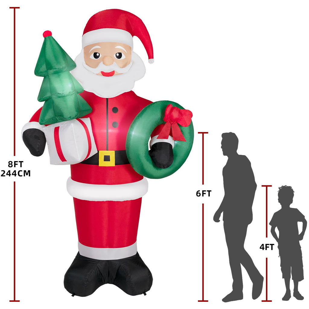 8FT Christmas Inflatables Santa Claus with Tree