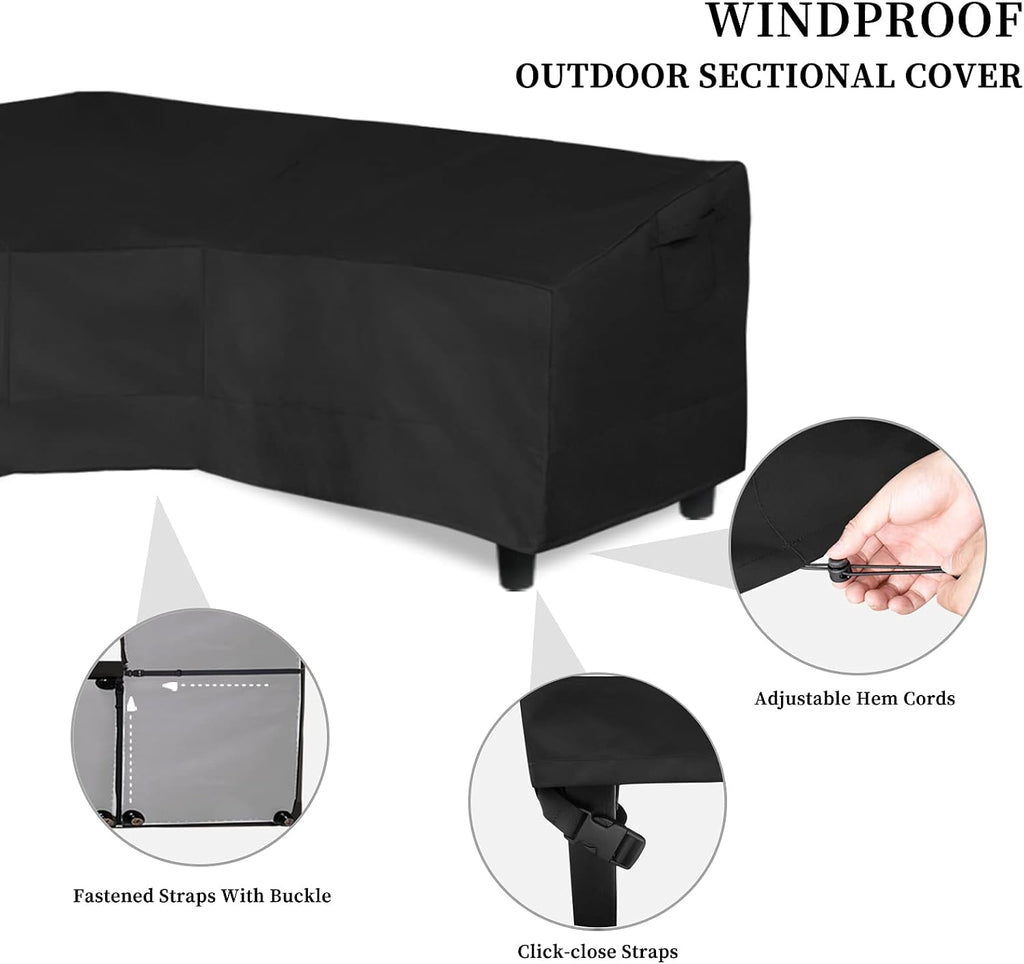 600D Patio V-Shaped Sectional Sofa Cover 89" L(on Each Side) | Heavy Duty Outdoor Sectional Cover, Waterproof Patio