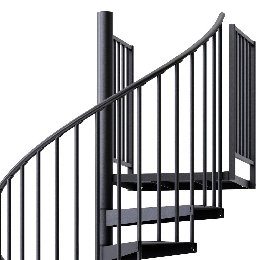 Condor Black Interior 60in Diameter, Fits Height 102in - 114in, 2 36in Tall Platform Rails Spiral Stair Kit