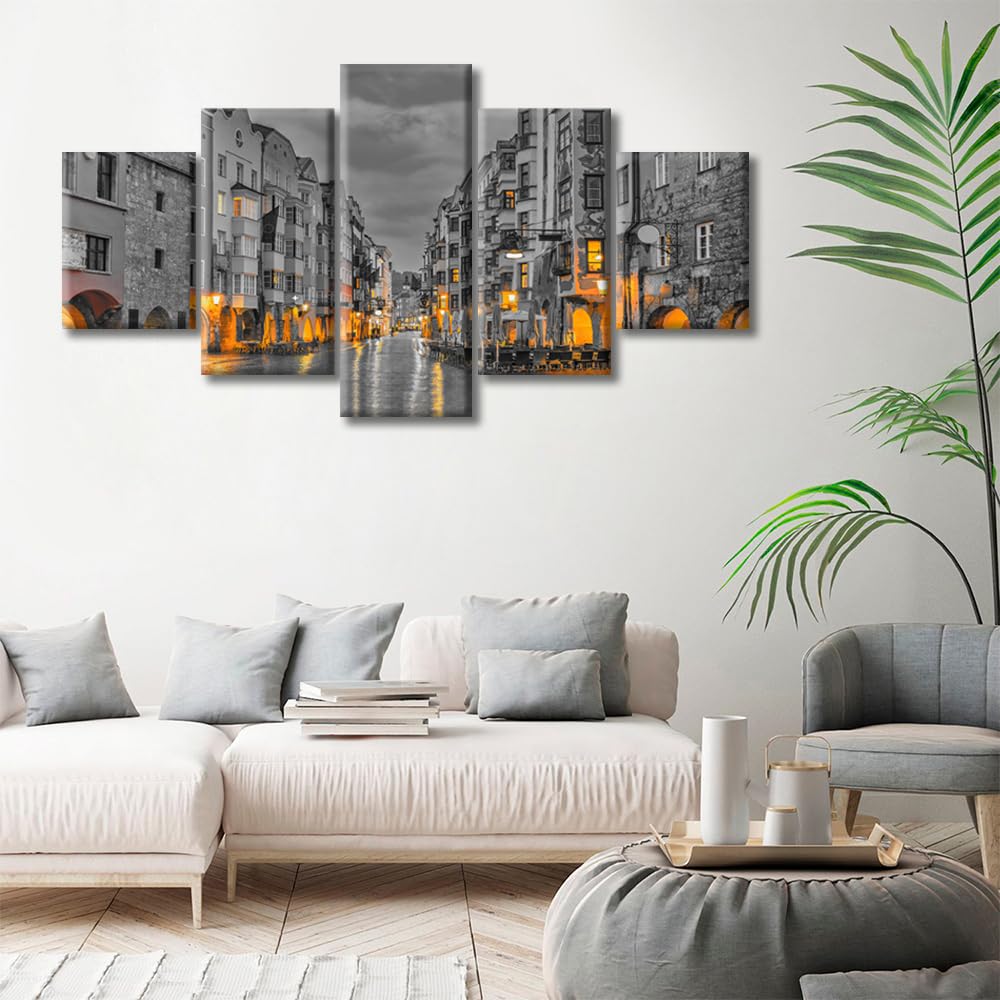 Room Wall Pictures Historic Old Town of Herzog Friedrich Street Painting Artwork Multi Panel Canvas Wall Art Home