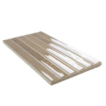 Warm Taupe Glossy Ribbed Ceramic Wall Tile (1 Piece)