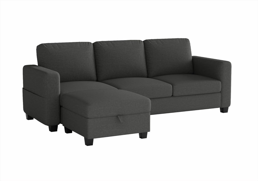 Sectional Couches for Living Room Convertible 78" Small L Shaped Grey Couch 3 Seater Sofas with Storage Removable