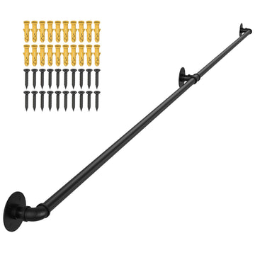 Stair Railing Indoor Hand Rails for Outdoor Steps, Pipe Metal Handrail, 8ft