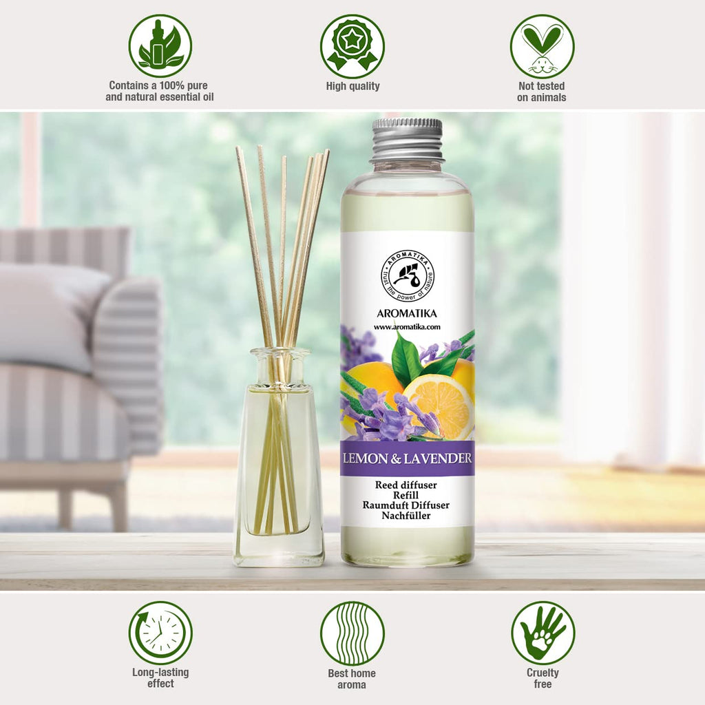 Reed Diffuser Refill Lemon - Lavender 6.8 Fl Oz - Scented Diffuser - Room Diffuser Refill with Scent - Room Freshener