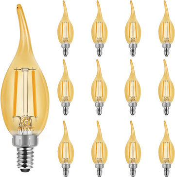 Energetic CA11 E12 LED Chandelier Light Bulbs 40W Equivalent, Dimmable LED Candelabra Bulbs, 2200K Amber White