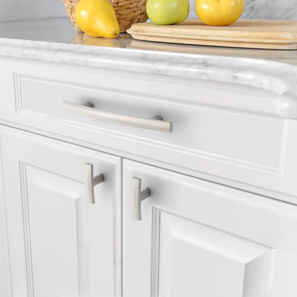 10 Pack Brushed Satin Nickel 3-3/4 Inch(96mm) Hole Centers Kitchen Cabinet Pulls Hardware Kitchen Handles for