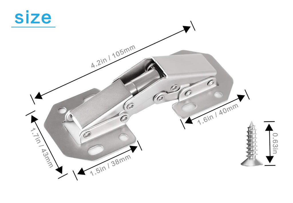 50-Pack Hidden Hinges for Cabinet Doors Frameless, Concealed Cabinet Hinge, 90 Degree Surface Mount Hinges