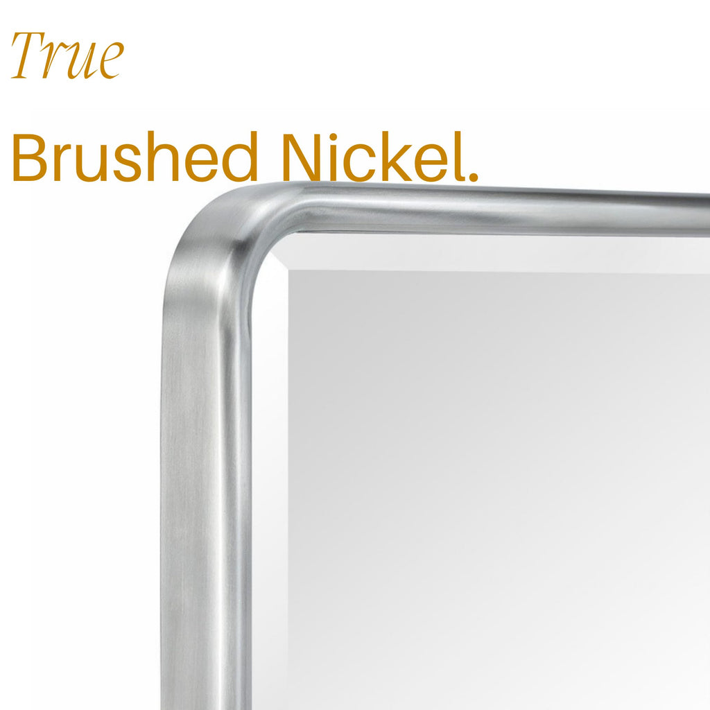 Surface Mount 16x24 Brushed Nickel Bathroom Medicine Cabinet with Mirror Metal Framed Rounded Rectangle Medicine