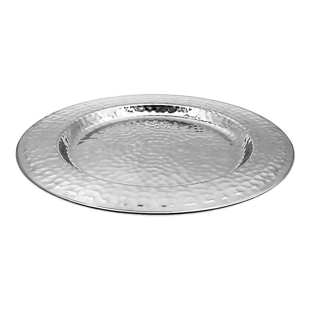 Stainless Steel Hammered Charger Plates, Silver Dinner Plate Chargers Set of 6, Round Server Ware