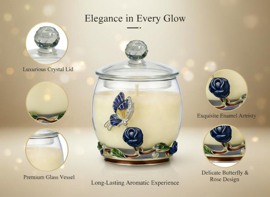 Butterfly Rose Design, Lavender Scented Candles Gifts for Women