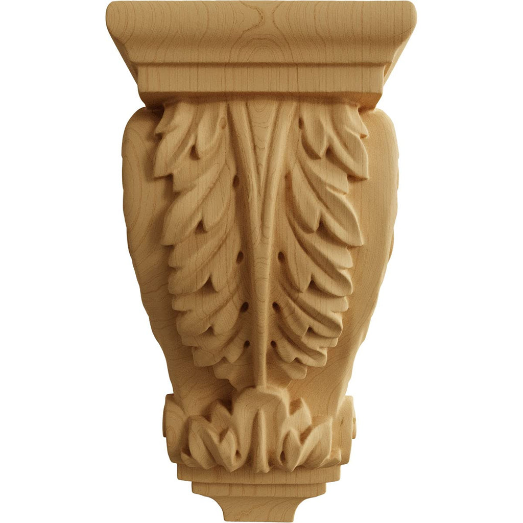 3 1/2"W x 4"D x 7"H Small Acanthus Wood Corbel, Alder