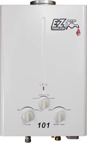 EZ 101 Outdoor Tankless Water Heater - Propane (LPG) Gas - 2 GPM - Small - Portable - Point of use