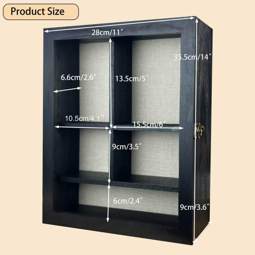 Solid Wood 11x14 Pet Memorial Shadow Box Frame with Adjustable Shelves Paw Print Kit Pet Urn Ashes Display Case Black