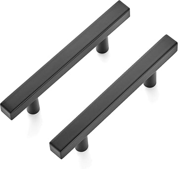 30 Pack 5 inch Square Cabinet Pulls Matte Black Stainless Steel Kitchen Drawer Pulls Cabinet Handles 5”Length, 3” Hole